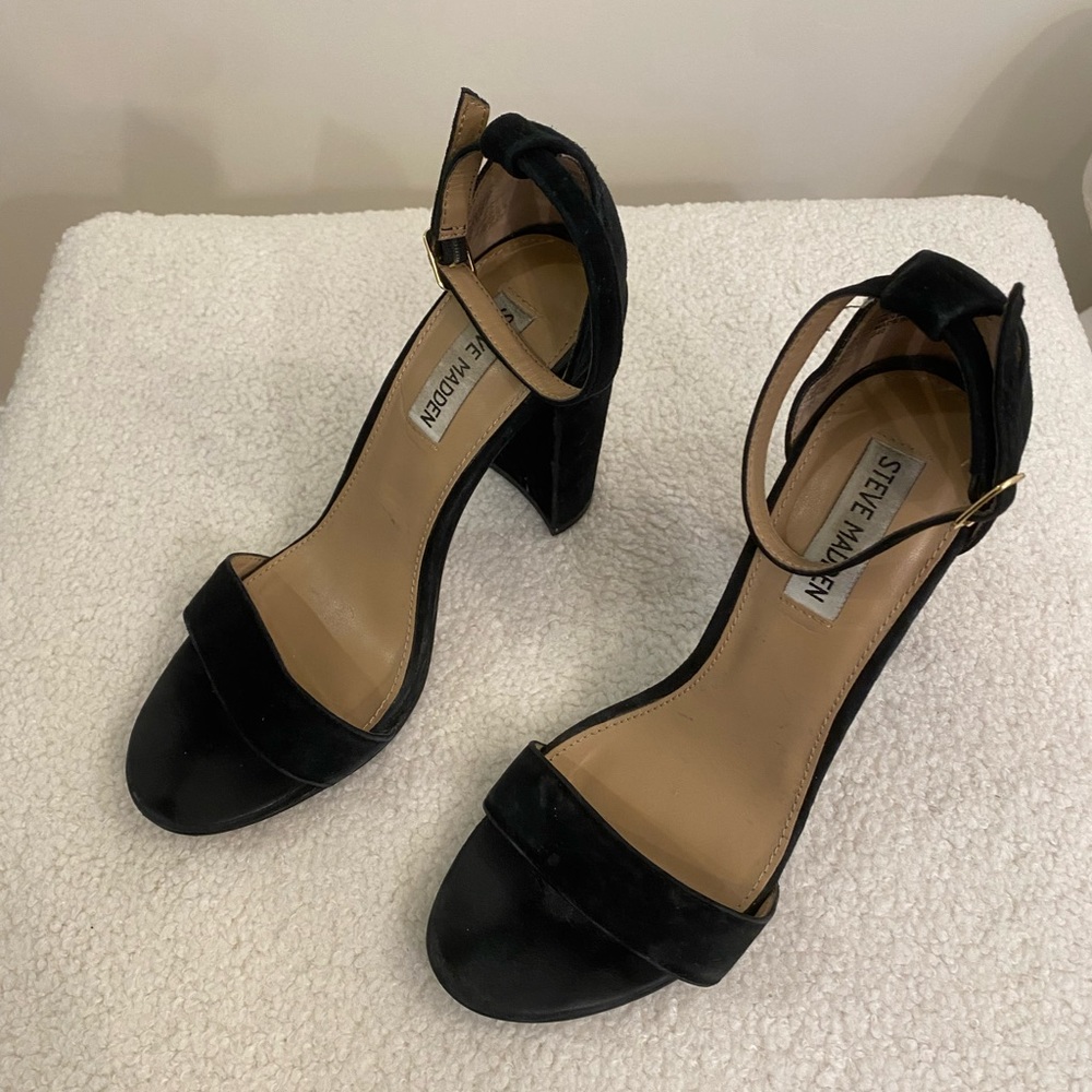 Black Suede Steve Madden Heels Sandals